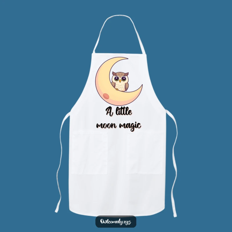 Funny Curious Owl Moon Apron: Cook with Peek-a-Boo and Night Magic