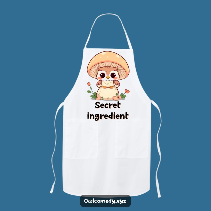Funny Kawaii Owl Mushroom Wink Apron - Chef's Hilarious Kitchen Companion