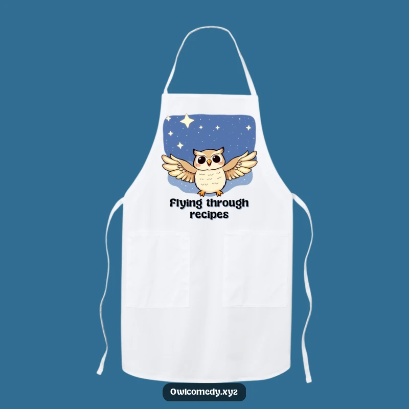 Funny Night Sky Owl Apron: Cook with Celestial Soaring and Night Magic