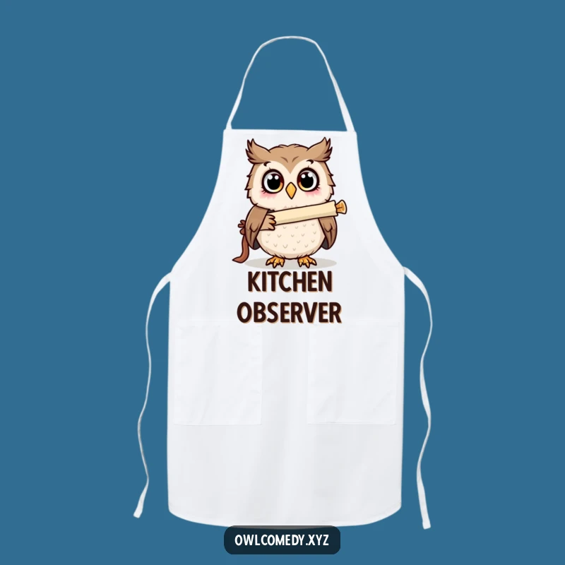 Funny Surprised Owl Telescope Apron: Hilarious Kitchen Wear and Gift for Learners