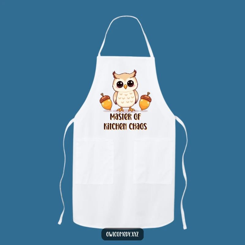 Funny Kawaii Owl Acorn Juggling Apron - Kitchen Playfulness - Funny Gift