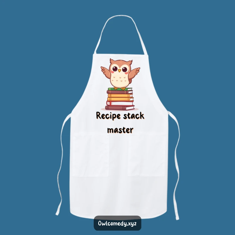 Funny Kawaii Owl Book Apron - Literary Kitchen Fun - Funny Gift