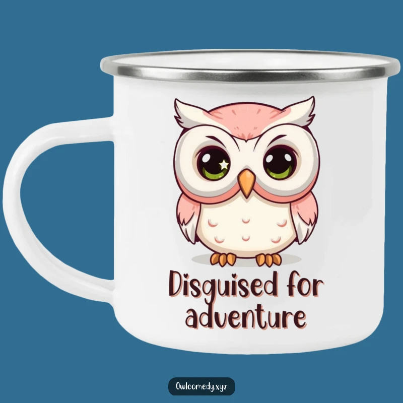 Funny Comedy Mask Owl Camping Mug: Mysterious Eye's Peek, Outdoor Gift!