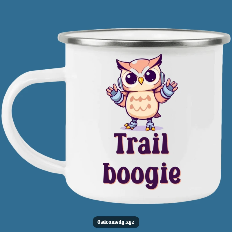 Durable Funny Kawaii Owl Camping Mug - Hilarious Dance Moves & Outdoor Gift