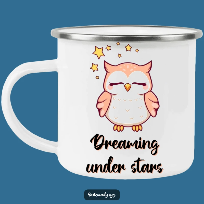 Funny Dreaming Owl Camping Mug: Starry Campfire Nights, A Hilarious Outdoor Gift!