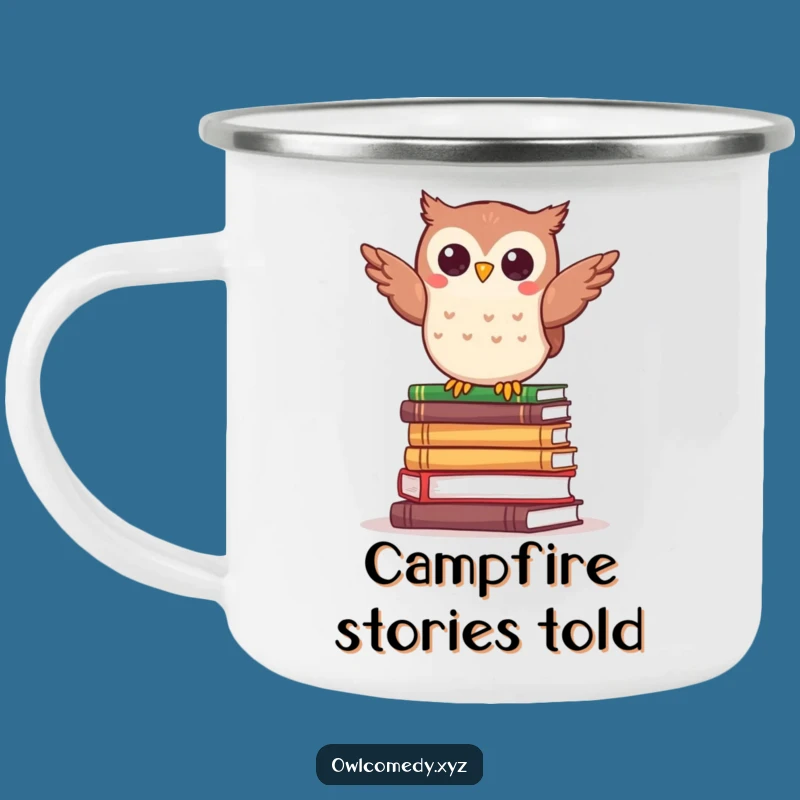 Funny Kawaii Owl Book Camping Mug - Outdoor Reading Buddy - Funny Gift