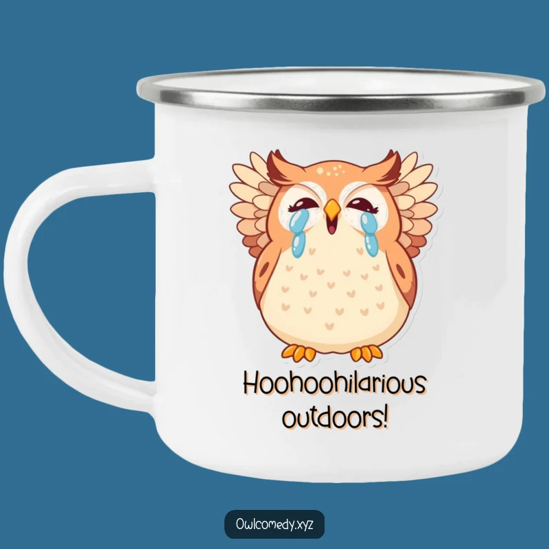 Funny Kawaii Owl Giggling Camping Mug: Enamel Cartoon Bird Cup Perfect Gift