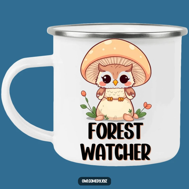 Funny Kawaii Owl Mushroom Wink Camping Mug - Adventure Ready & Hilarious