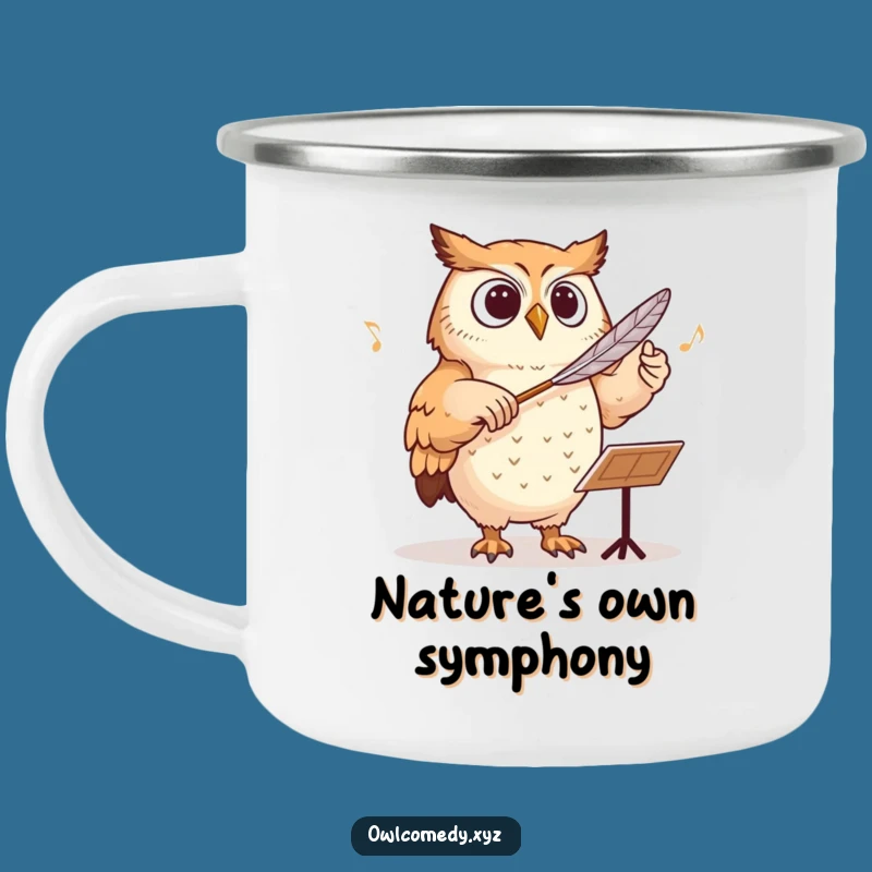 Funny Conducting Owl Camping Mug - Maestro of Merriment & Outdoor Music