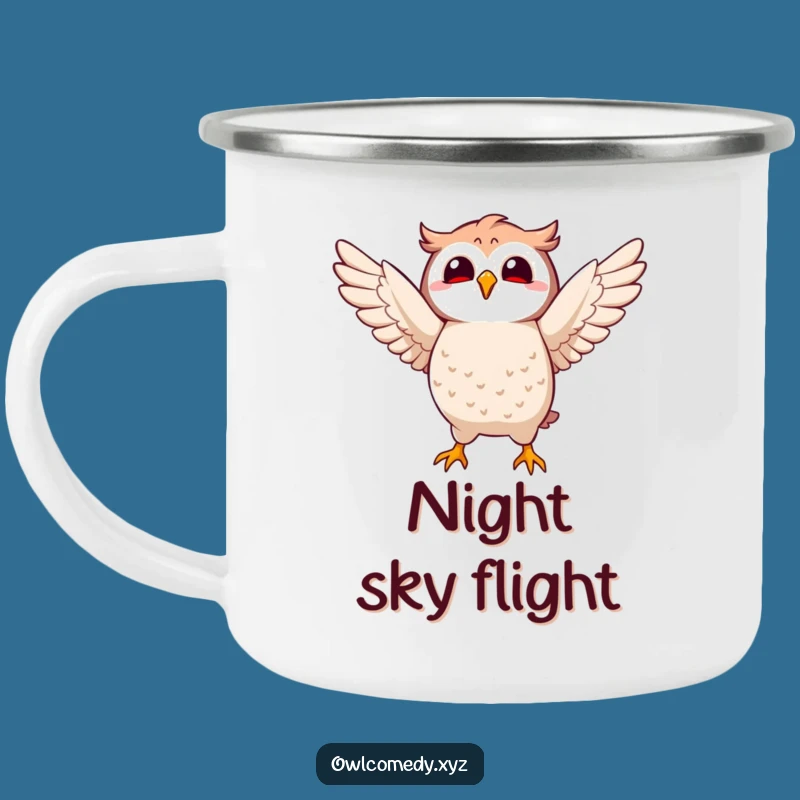 Adventure Funny Kawaii Owl Flap Camping Mug: Joyful Character, Outdoor Gift