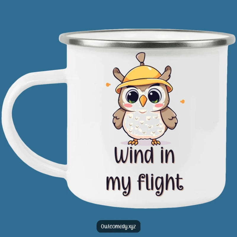 Funny Kawaii Owl Propeller Hat Camping Mug: Enamel Cartoon Bird Cup Perfect Gift
