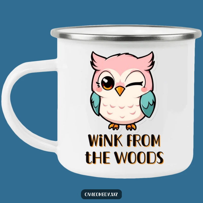 Funny Kawaii Owl Winking Camping Mug: Sip with a Mischievous Grin