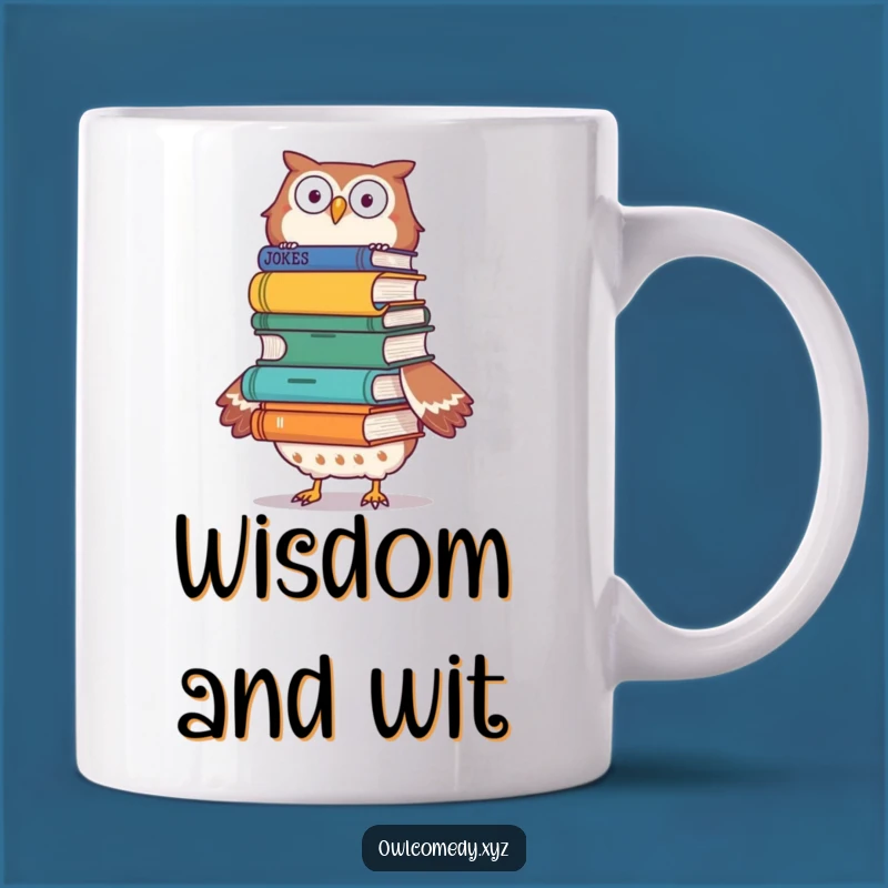Funny Joke Book Owl Mug: Hilarious Humor Gift for Comedians and Book Lovers