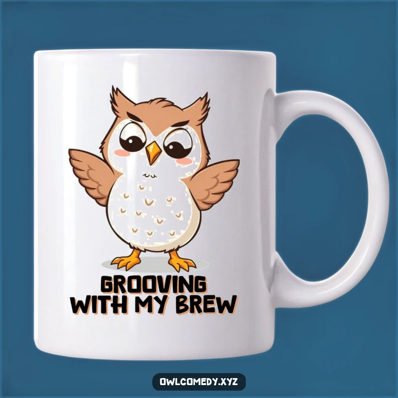 Funny Kawaii Owl Mug - Silly Dancer, Goofy Grin, Hilarious Gift for Joyful People