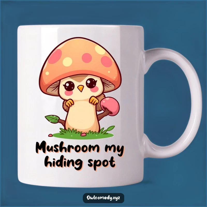 Funny Kawaii Owl Mushroom Mug - Adorable Peek-a-Boo Owl Funny Gift