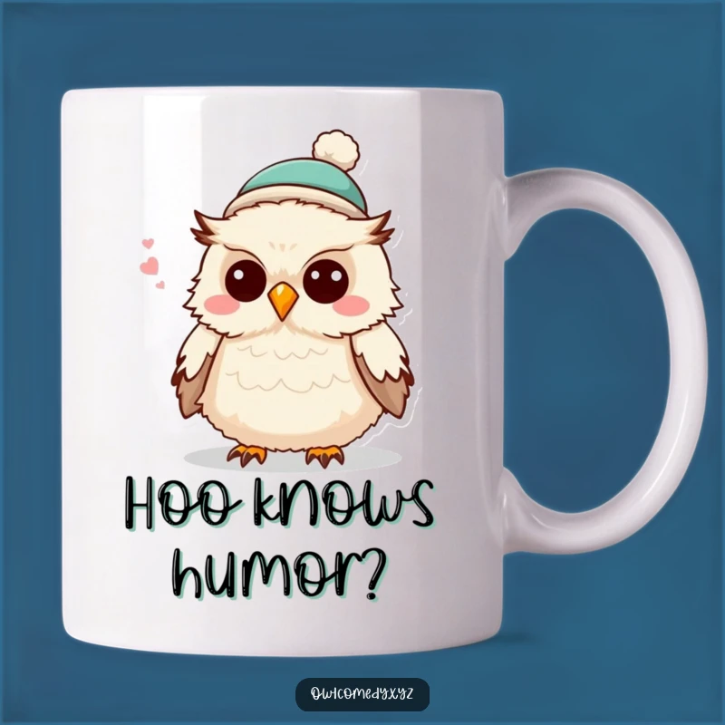 Funny Owl Joke Mug: Fluffy Character in Hat, Perfect Humorous Gift!