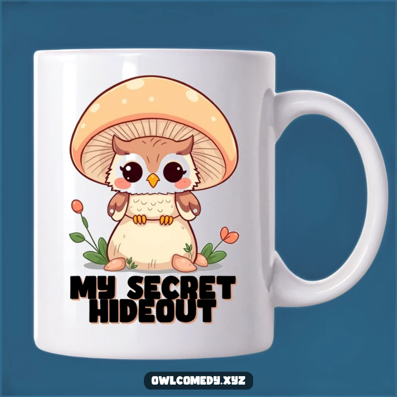 Funny Kawaii Owl Mushroom Wink Mug - Adorable & Hilarious Gift Idea