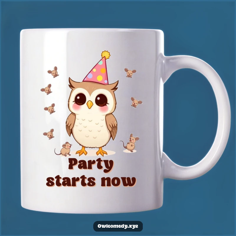 Funny Kawaii Owl Party Mug - Juggling Mice Fun, Whimsical and Hilarious Funny Gift