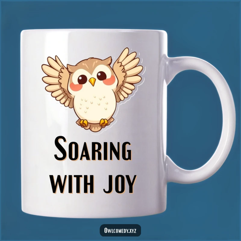 Funny Joyful Owl Swooping Mug: Hilarious Flight Gift for Happy Souls