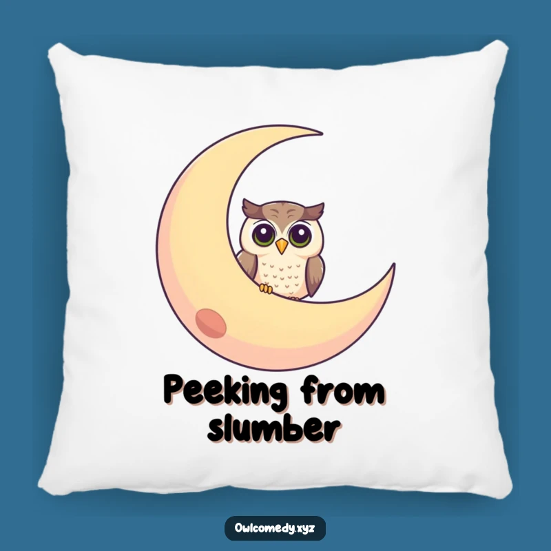 Comforting Funny Curious Owl Moon Pillow: Snuggle with Peek-a-Boo Charm