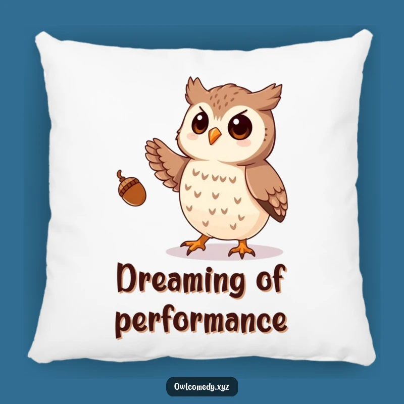 Funny Owl Juggling Acorns Pillow: Cozy Comfort & Whimsy - Gift Idea