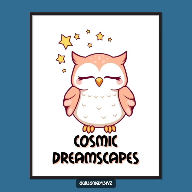Funny Dreaming Owl Digital Art: Starry Slumber, A Hilarious Instant Download!