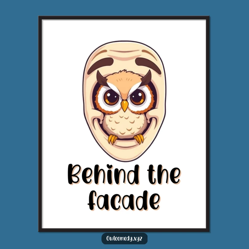 Funny Curious Owl Comedy Mask Digital Art - Instant Laughs & Witty Decor