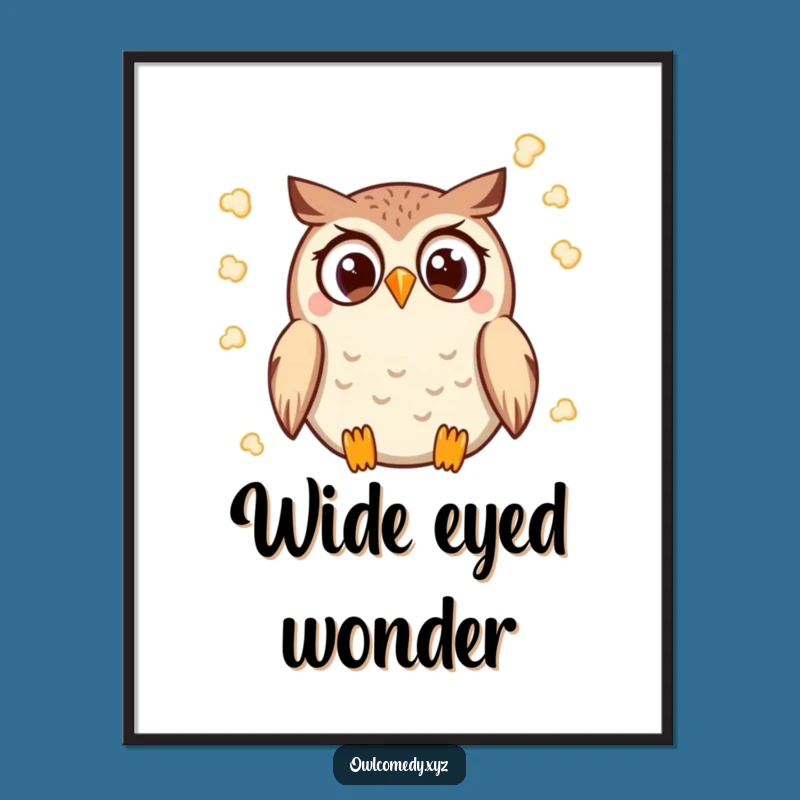 Funny Kawaii Owl Art Print - Popcorn Digital Download, Instant Funny Gift Decor