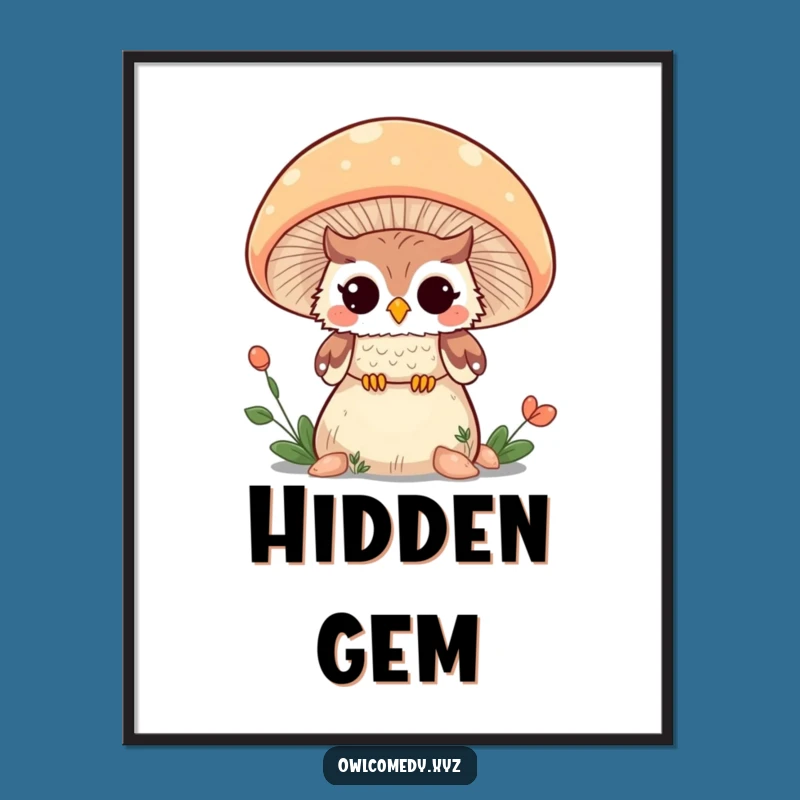 Funny Kawaii Owl Mushroom Wink Digital Print - Instant Hilarious Decor Upgrade