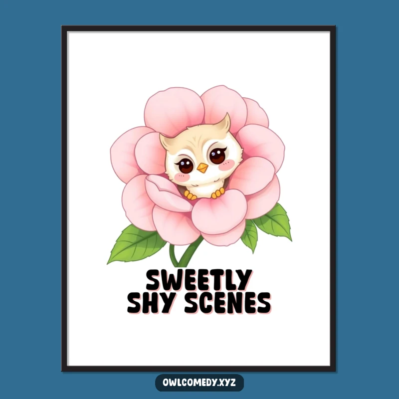 Funny Shy Owl Digital Art: Blushing Beauty, A Hilarious Instant Download!
