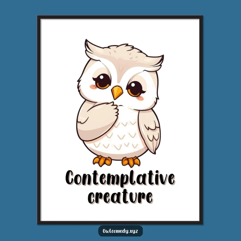 Funny Thoughtful Owl Digital Art: Instant Wisdom - Printable Gift
