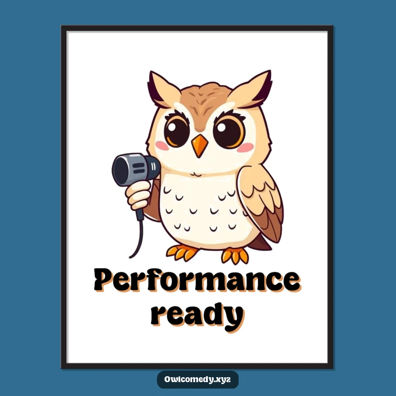 Funny Singing Owl Digital Art: Rockstar Art, Perfect Funny Gift!