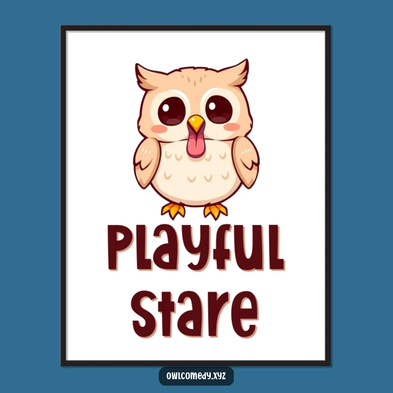 Funny Kawaii Owl Tongue Out Digital Art - Instant Playful Download Gift
