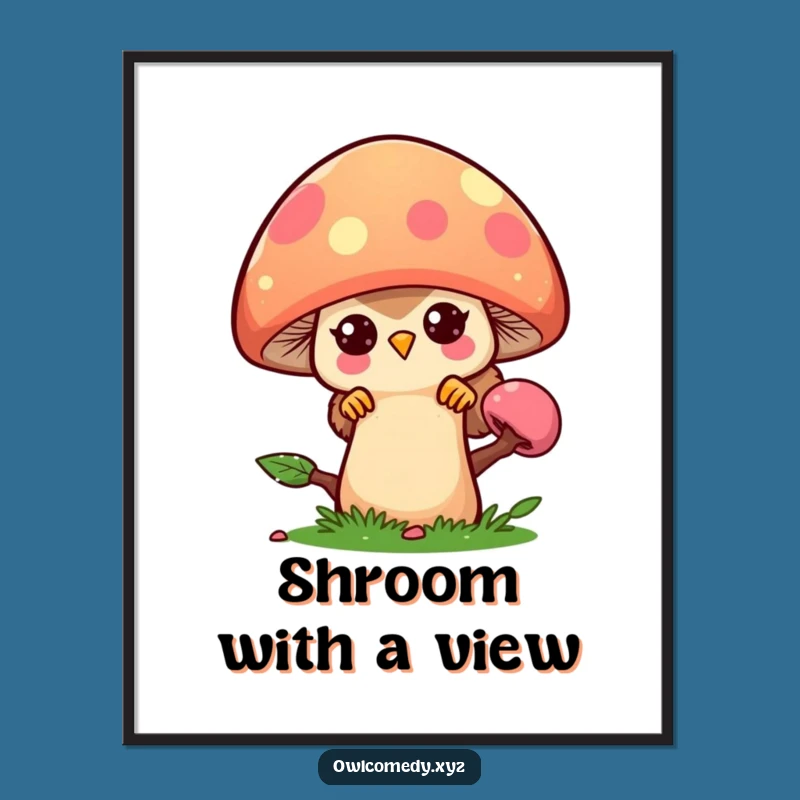 Funny Kawaii Owl Mushroom Digital Art - Cute Printable Decor - Funny Gift
