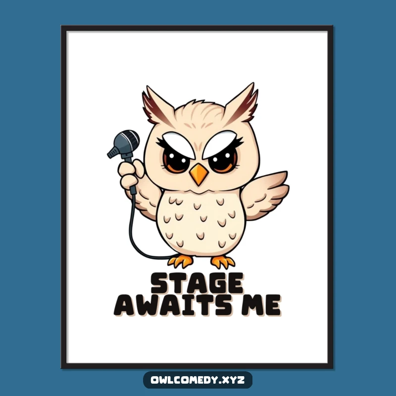 Funny Owl Microphone Digital Art: Instant Download for Performers
