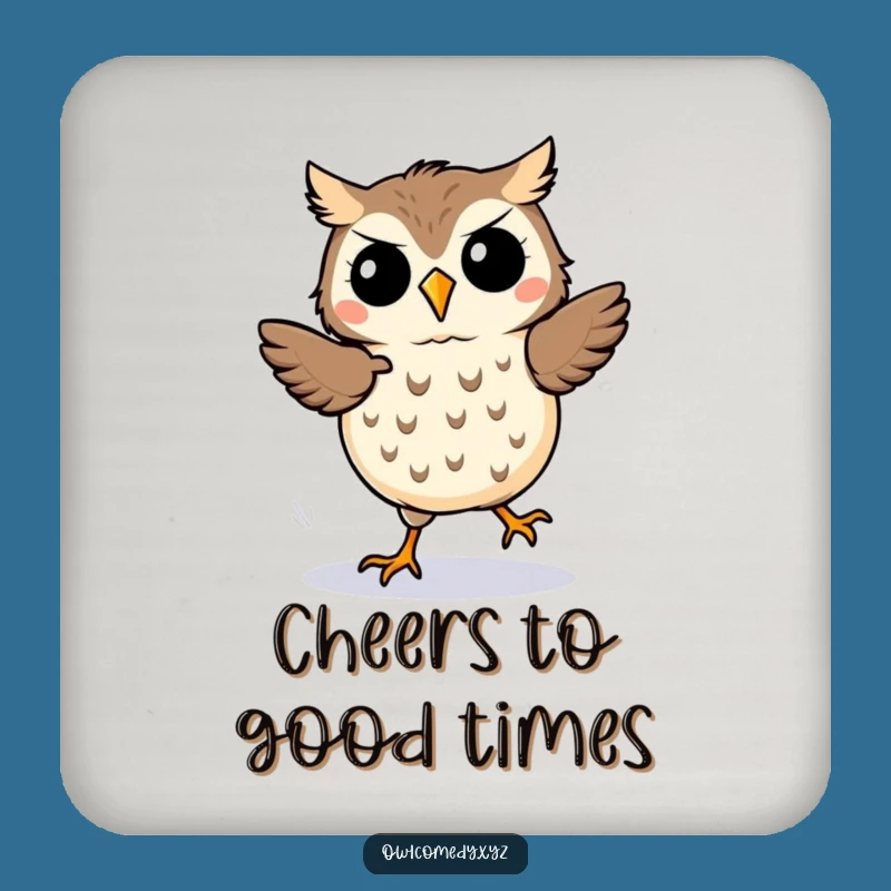 Funny Kawaii Owl Jigging Coaster: Protect Surfaces Cartoon Bird Fun Perfect Gift