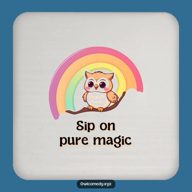 Funny Giggling Owl Rainbow Coasters: Protect Surfaces with Smiles