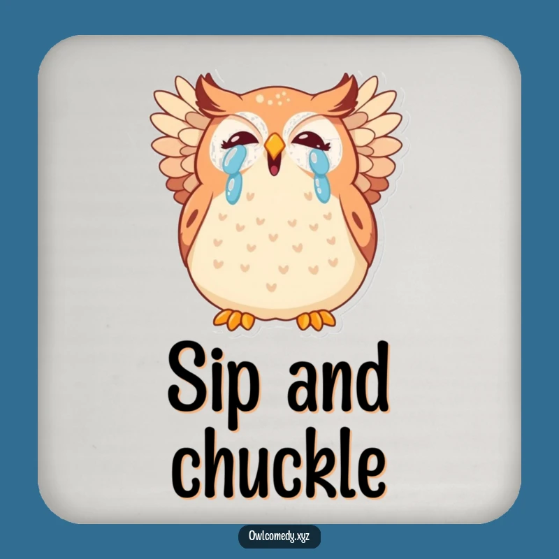 Funny Kawaii Owl Giggling Coaster: Protect Surfaces Cartoon Bird Fun Perfect Gift