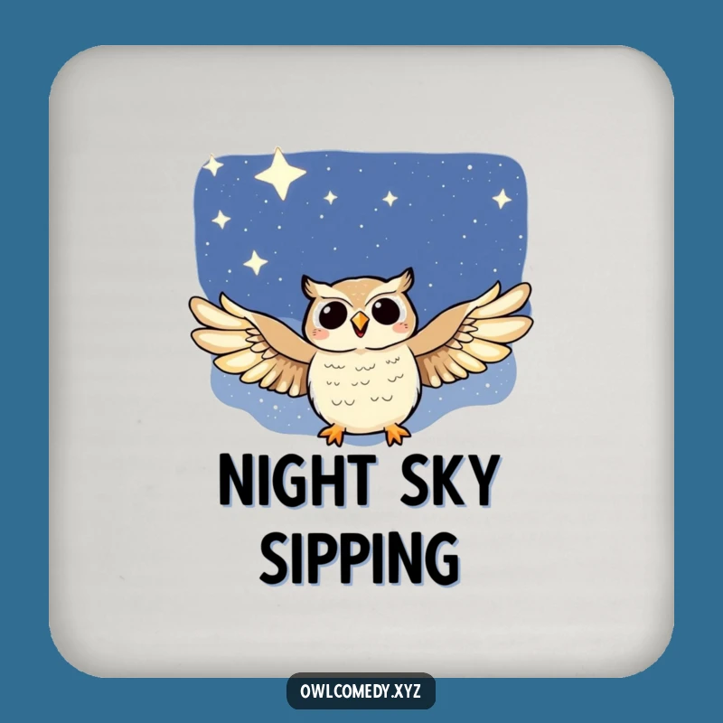 Funny Night Sky Owl Coasters: Protect Surfaces with Celestial Soaring Charm