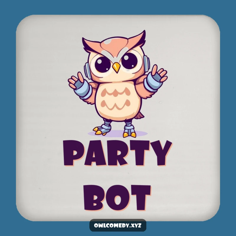 Funny Kawaii Owl Robot Dance Coaster - Energetic Decor & Hilarious Gift