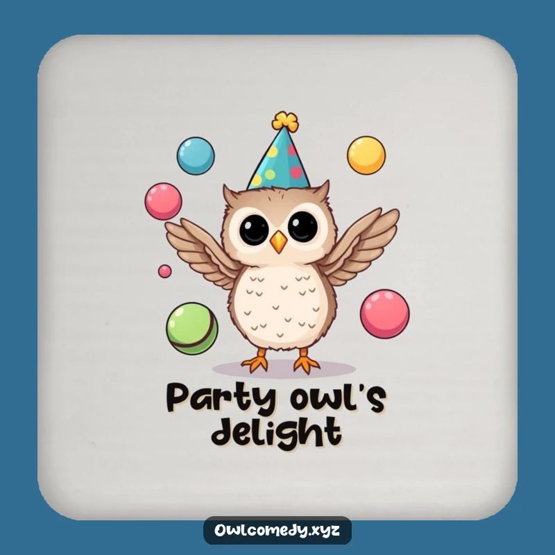 Funny Party Owl Coasters: Protect Surfaces with Juggling, Festive Charm