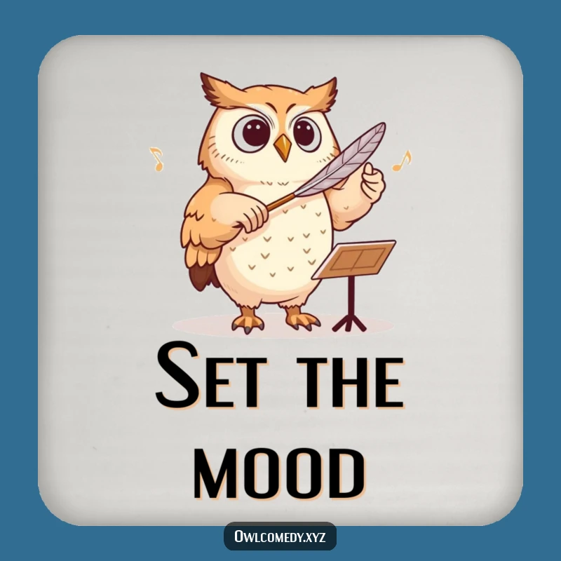 Funny Conducting Owl Coaster - Maestro of Merriment & Stylish Surface Protection