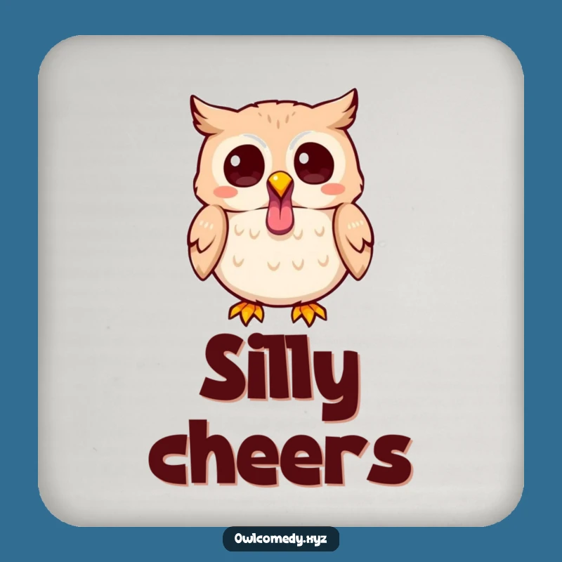Funny Kawaii Owl Tongue Out Coaster - Playful Decor & Hilarious Gift