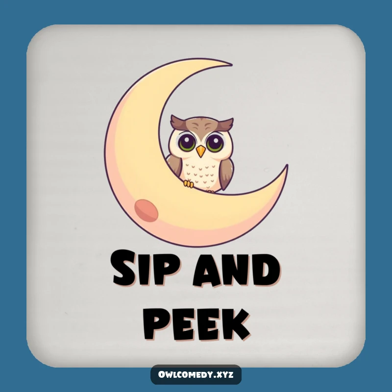 Funny Curious Owl Moon Coasters: Protect Surfaces with Peek-a-Boo Charm