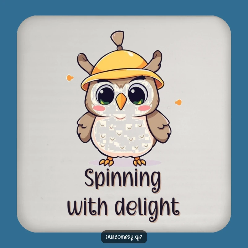 Funny Kawaii Owl Propeller Hat Coaster: Protect Surfaces Cartoon Bird Fun Perfect Gift