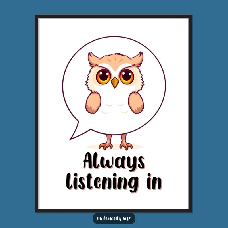 Funny Curious Owl Poster: Peek-a-Boo Wisdom - Humorous Wall Art Gift