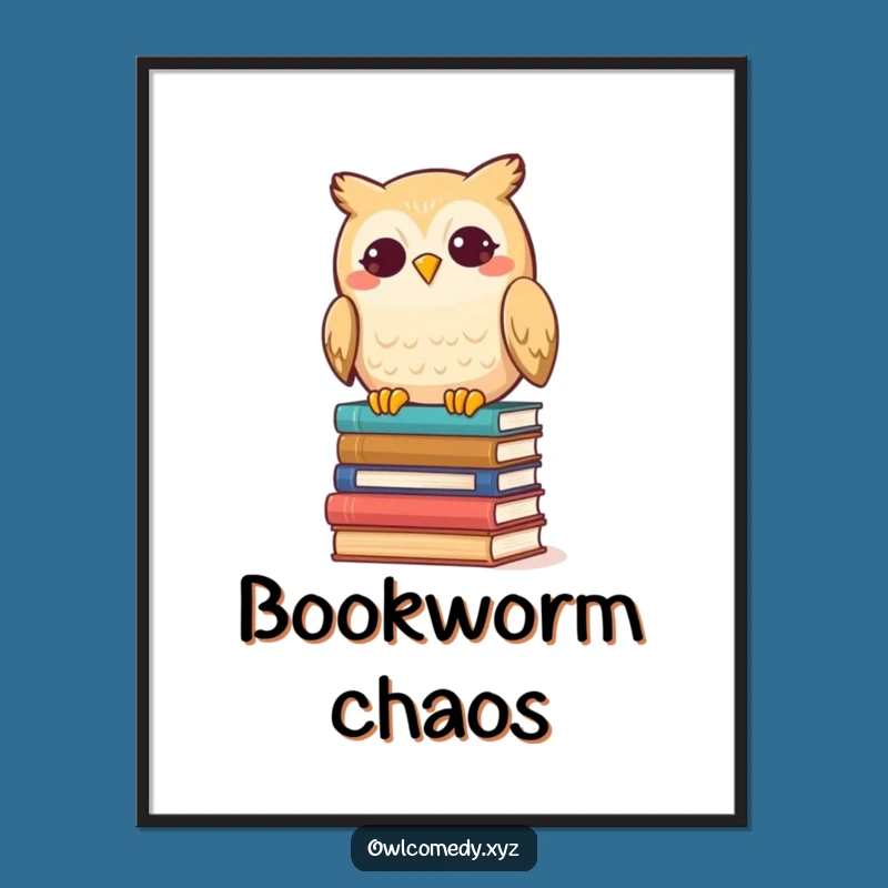 Funny Kawaii Owl Poster - Adorable & Hilarious Wall Art for Book Nooks
