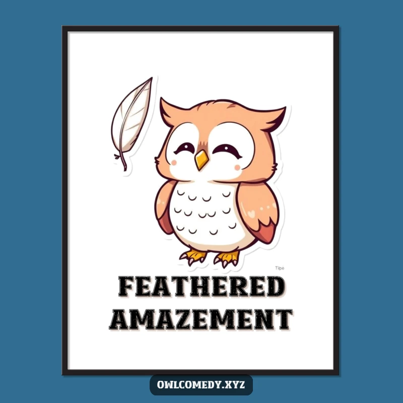 Funny Kawaii Owl Surprised Poster: Whimsical Art for Curious Spaces