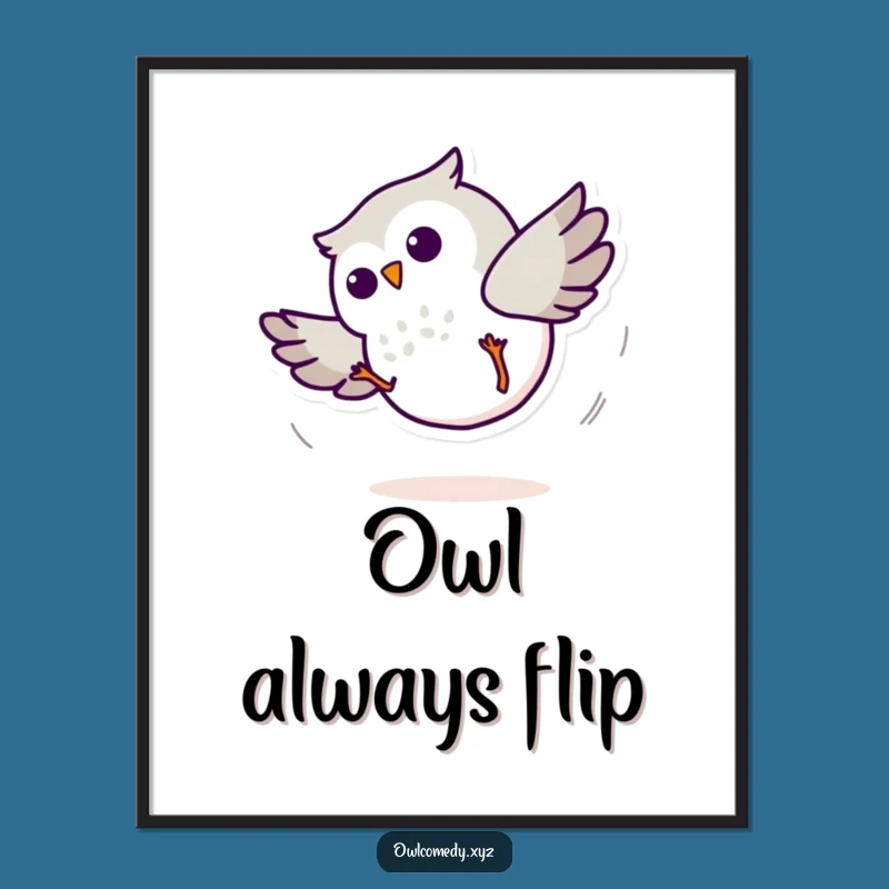 Funny Minimalist Owl Cartwheel Poster: Whimsical Spin Art - Whimsical Funny Gift!