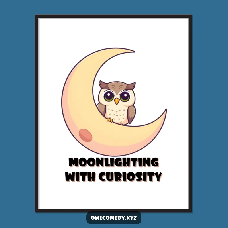 Hilarious Curious Owl Moon Poster: Bring Peek-a-Boo Fun to Your Walls